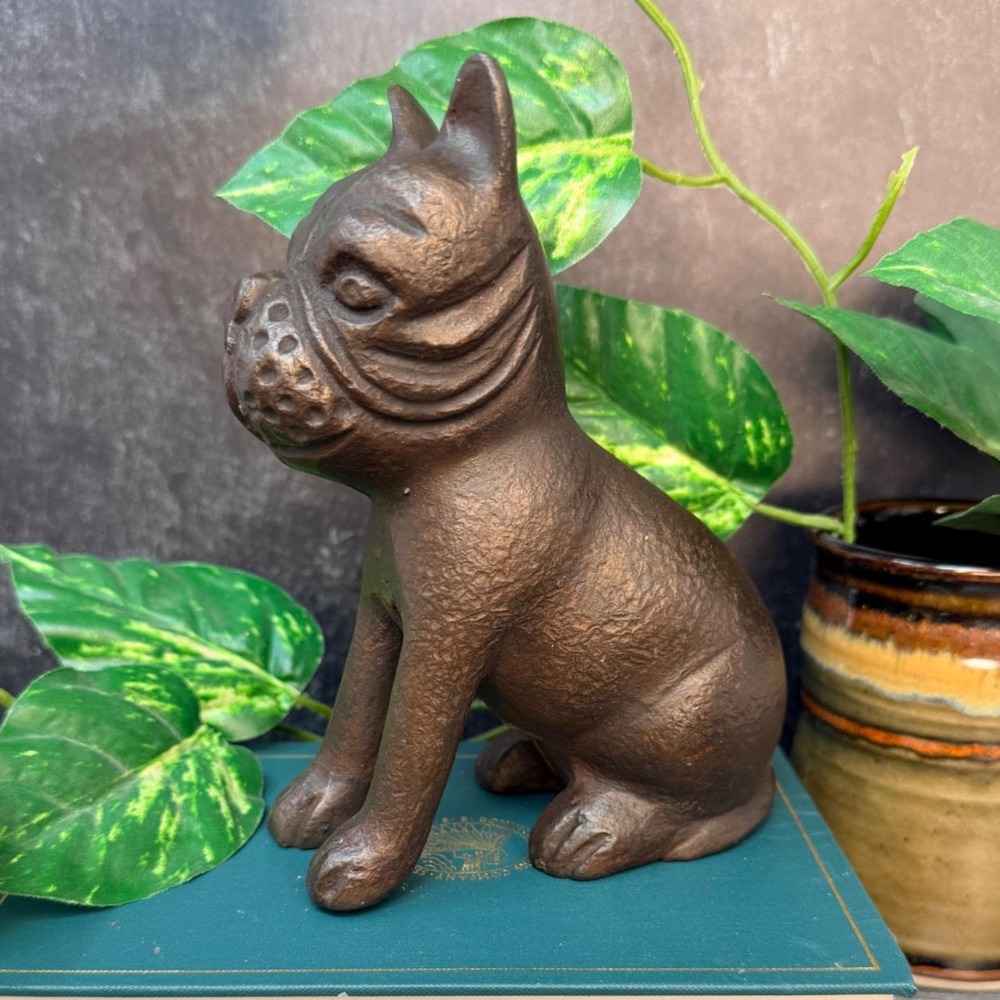 Cast‎ Iron French Bulldog Figurine Rustic Primitive Farmhouse Dog Statue